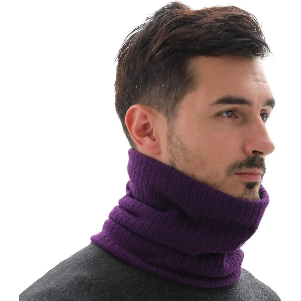 Men's Purple Winter Ski Neck Gaiter Face Scarf Fleece Lined Windproof Scarves